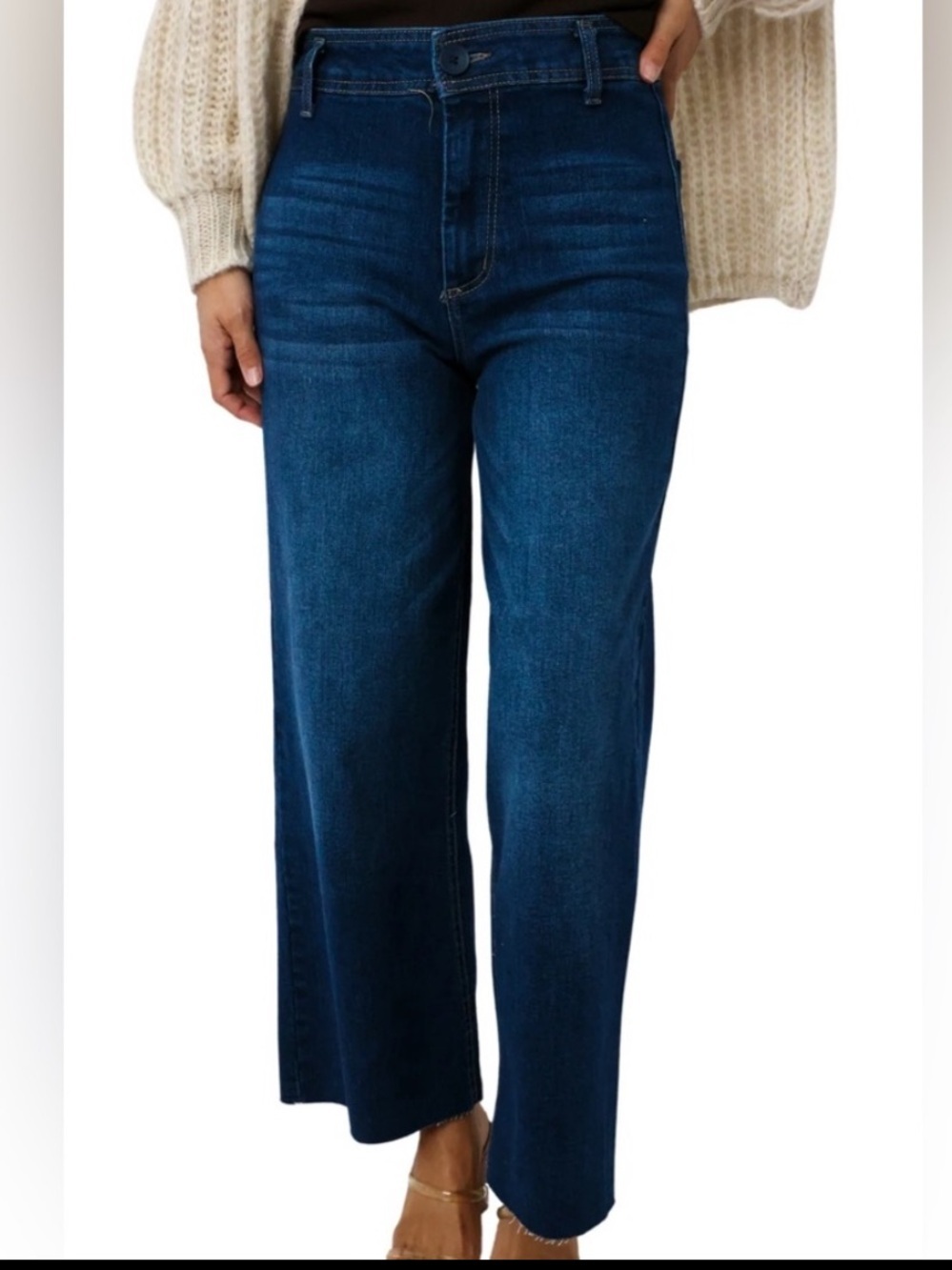 ‼️Sale‼️ NWT OAT High Rise Wide Leg Raw Hem Jeans Size 12